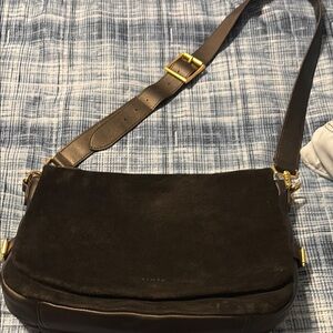 Black Suede and Leather Crossbody Bag